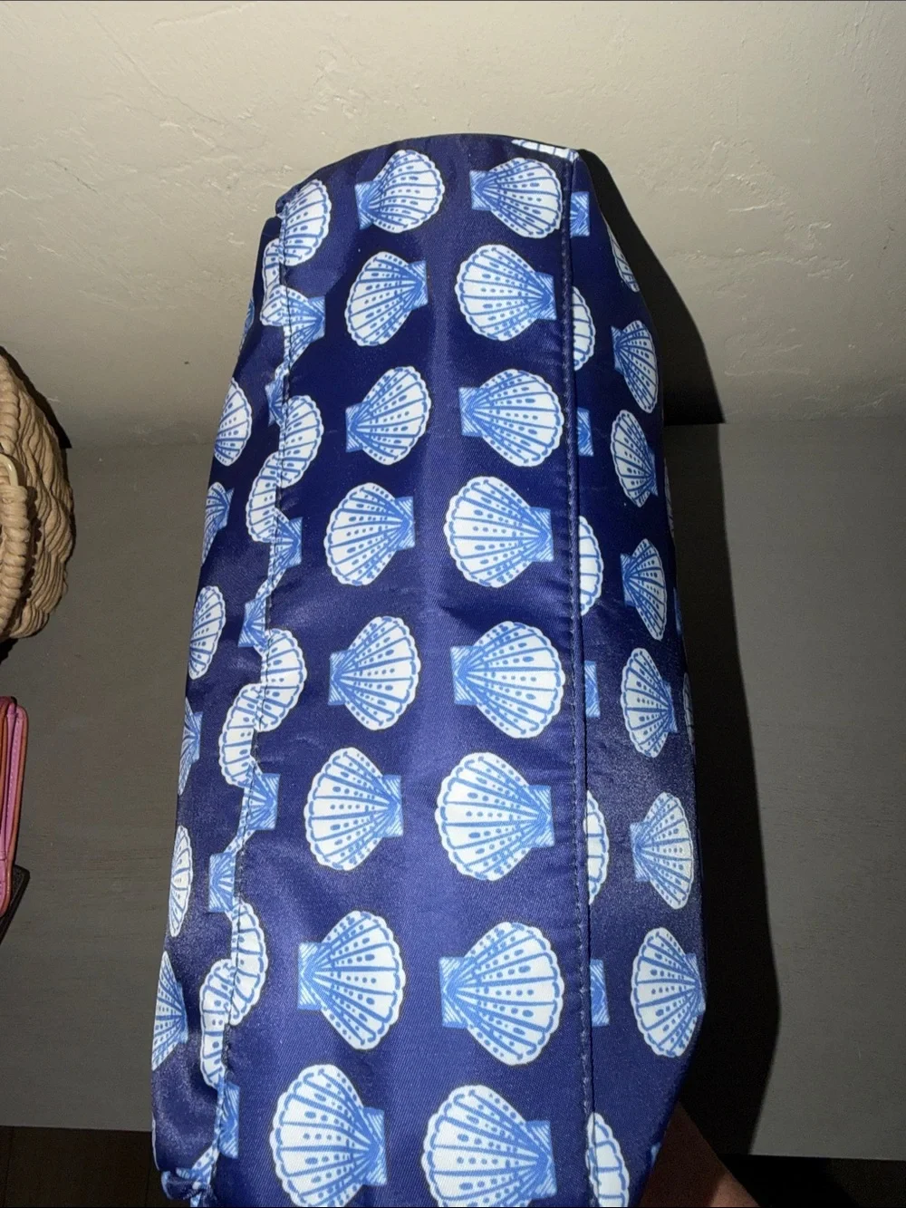Dabney Lee Navy & White Shell Print Double-Zip Cosmetic Bag